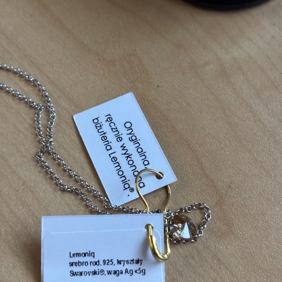 Lemoniq 30" Sterling Chain with Amber Swarovski Crystal Pendant - Picture 5 of 6